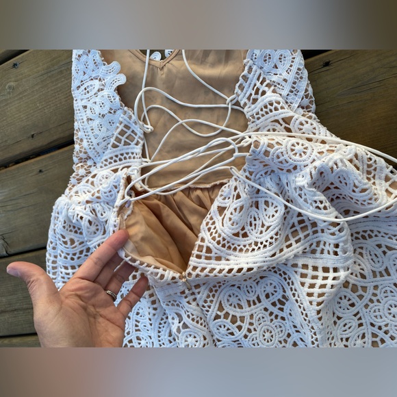 Two Sisters Womens Teens Annabelle Midi Dress Size 8 White Lace Party Evening - Picture 6 of 9